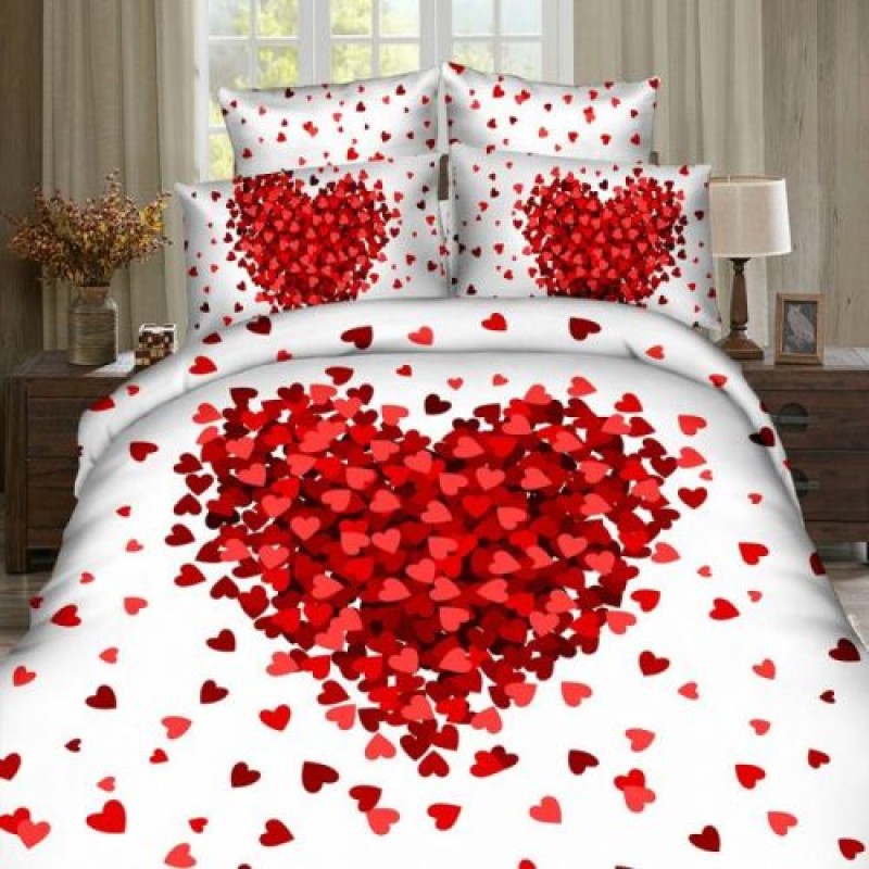 Lenjerie de pat digital print 3D (RED HEART)